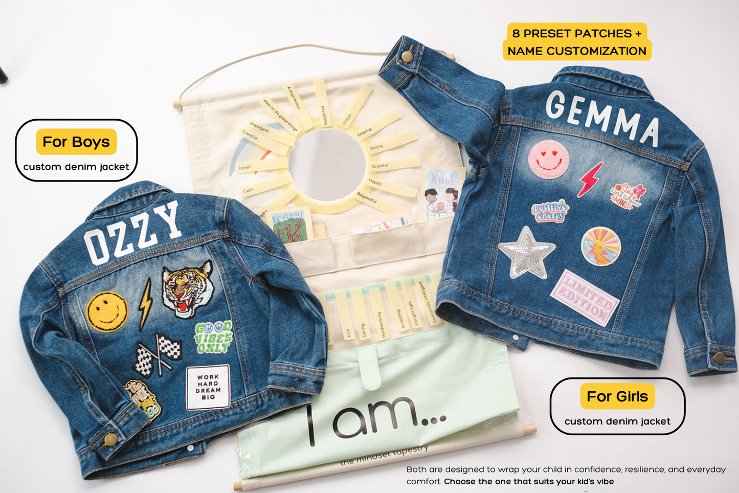 The Mindset Tapestry x Baci Baci: I AM Custom Kids Jacket